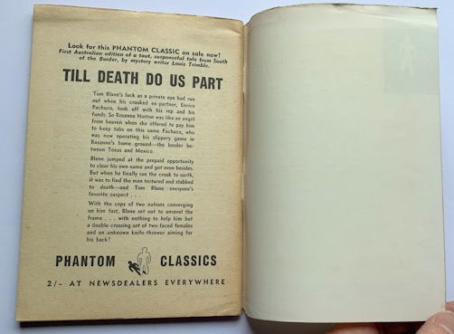 Phantom GAME OF DEATH Australian pulp fiction book Joe Barry 1950s-61